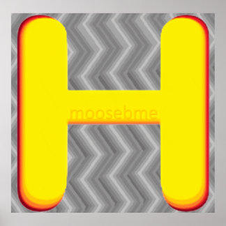 Golen Capitol "H" on Grey Waves Poster