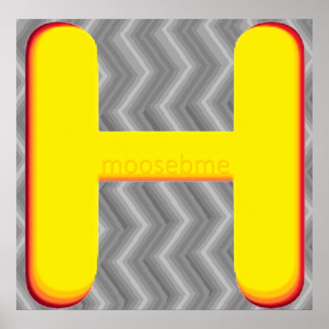 Golen Capitol "H"  on Grey Waves Poster (Front)