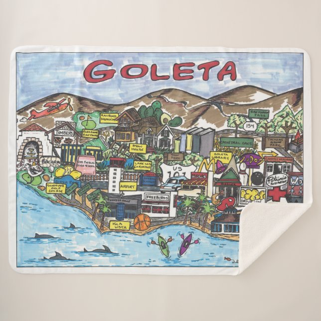 Goleta Map Sherpa Blanket (Front (Horizontal))