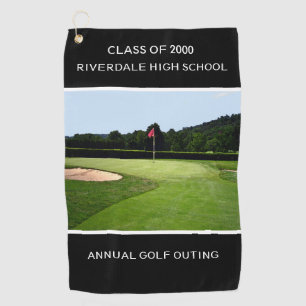 GOLF 18th HOLE CUSTOM TEXT Black Golf Towel