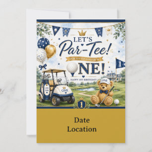 Golf 1st Birthday Banner with Golf Cart  Invitation