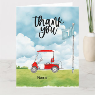 Golf 1st birthday golf party thank you card