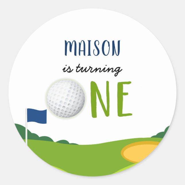 Golf 1st Birthday Hole In One Par-tee Classic Round Sticker (Front)