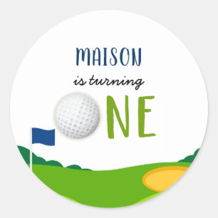 Golf 1st Birthday Hole In One Par-tee Classic Round Sticker