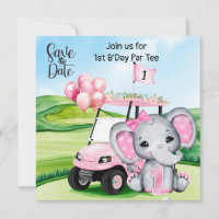 Golf 1st Birthday Invitation – Pink Golf Cart 