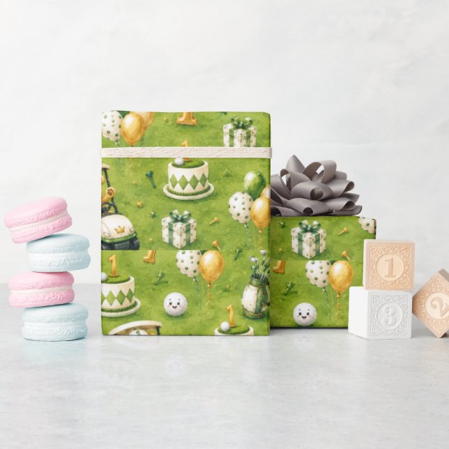 Golf 1st Birthday   Let's Par-Tee  Wrapping Paper (Baby Shower)