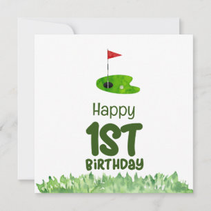 Golf 1st birthday one year old golfer  card