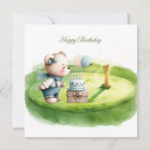 Golf 1st birthday one year old golfer card