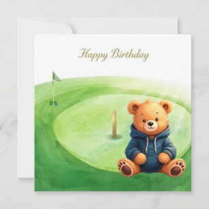 Golf 1st birthday one year old golfer card