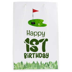 Golf 1st birthday one year old golfer  medium gift bag