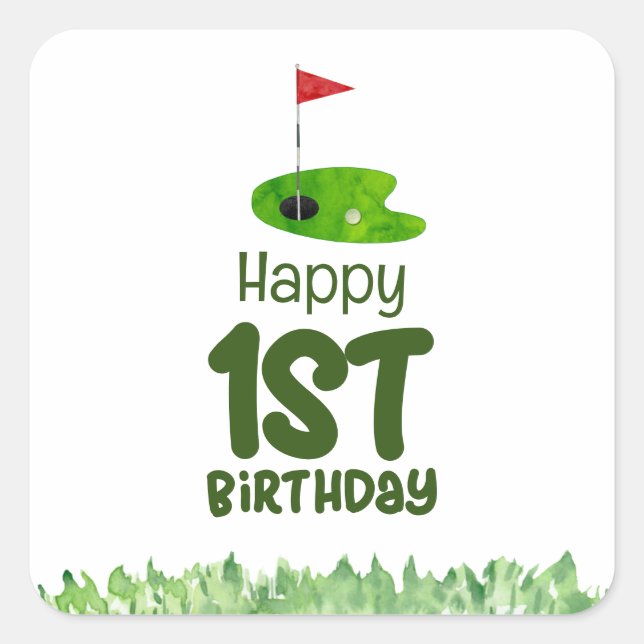 Golf 1st birthday one year old golfer  square sticker (Front)