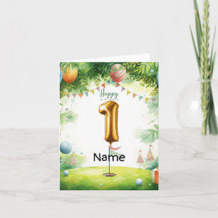 Golf 1st birthday one year old golfer with number card