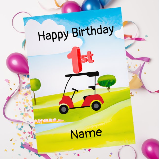 Golf 1st birthday one year old golfer with number card (Creator Uploaded)