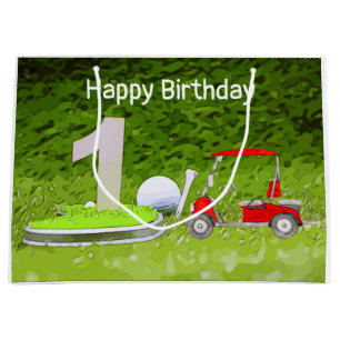 Golf 1st birthday one year old golfer with number large gift bag