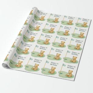 Golf 1st birthday one year old golfer with number wrapping paper