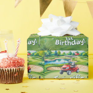 Golf 1st birthday one year old golfer wrapping paper