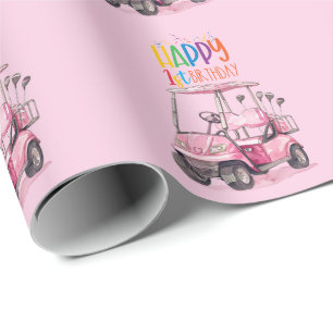 Golf 1st birthday one year old golfer wrapping paper