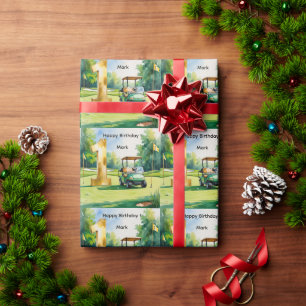 Golf 1st birthday one year old golfer wrapping paper