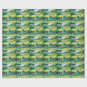 Golf 1st birthday one year old golfer wrapping paper