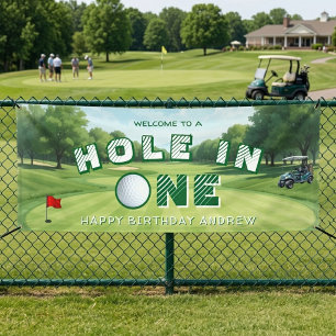 Golf 1st Birthday Party Kids Hole In One Banner