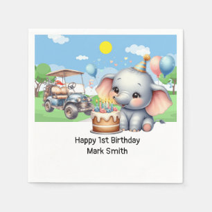 Golf 1st Birthday with golf themed for Party Napkin