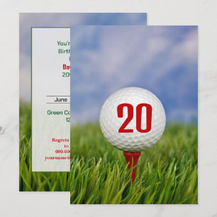 Golf 20th Birthday Party   Invitation
