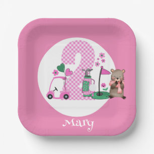 Golf 2nd Birthday in Pink Theme Paper Plate