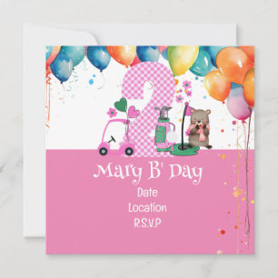 Golf 2nd Birthday in Pink Theme Save The Date