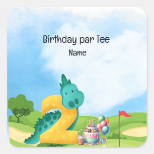 Golf 2nd Birthday theme for kid golfer Party Square Sticker