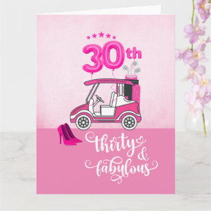 Golf 30th Birthday for woman golfer pink theme Card