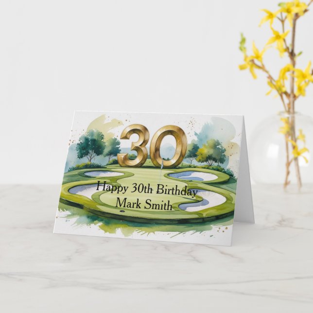 Golf 30th Birthday on golf course Card (Yellow Flower)
