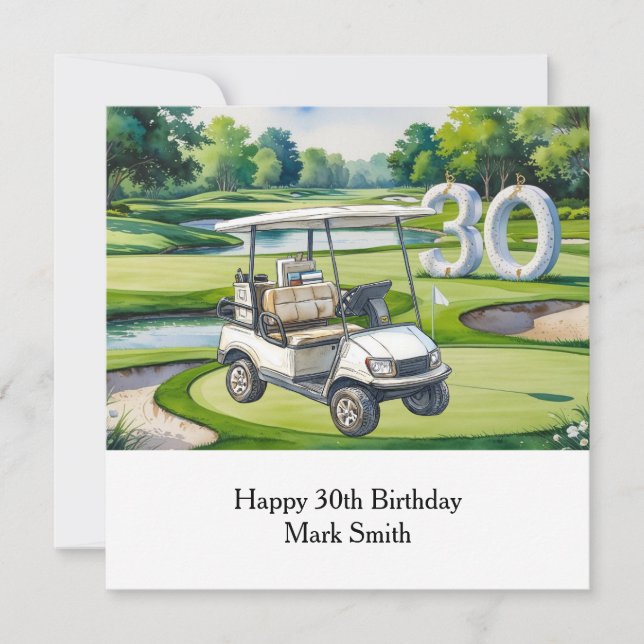 Golf 30th Birthday on golf course Card (Front)