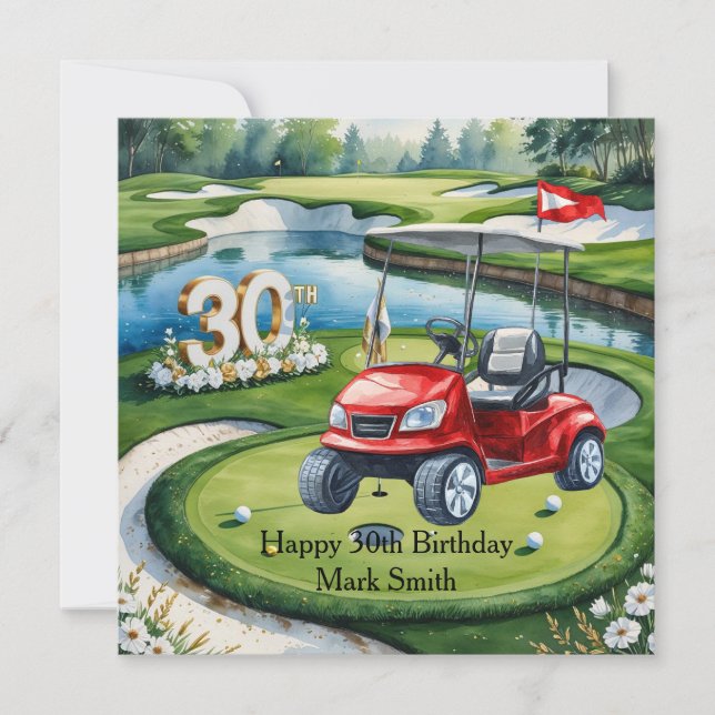 Golf 30th Birthday on golf course Card (Front)