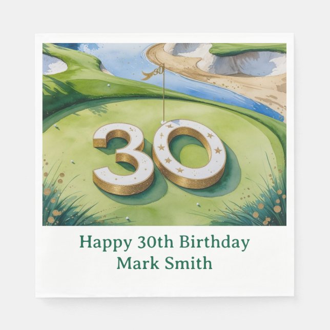 Golf 30th Birthday on golf course Napkin (Front)