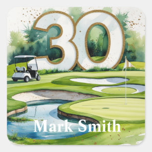 Golf 30th Birthday on golf course Square Sticker