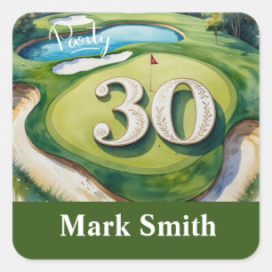 Golf 30th Birthday on golf course Square Sticker