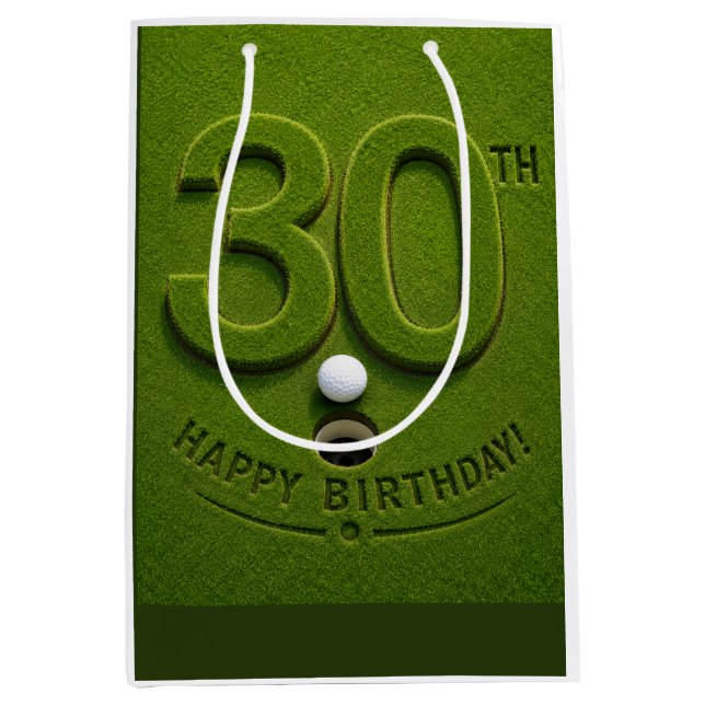 Golf 30th Birthday on Putting Green Medium Gift Bag (Front)