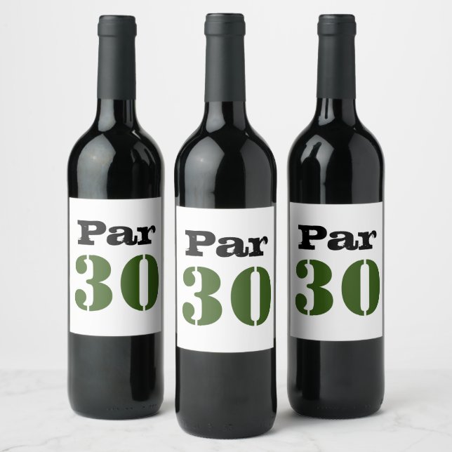 Golf 30th Birthday Par tee party with number  Wine Label (Bottles)