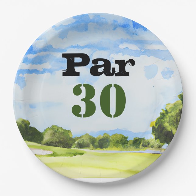 Golf 30th Birthday Par tee thirty party   Paper Plate (Front)