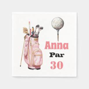 Golf 30th Birthday Par tee woman pink Napkin