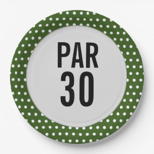 Golf 30th birthday polka dot golfer's birthday paper plate