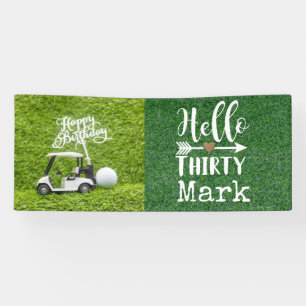 Golf 30th Birthday with golf ball on green grass Banner