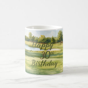 Golf 30th Birthday with golf cart on green  Coffee Mug