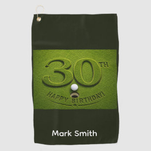 Golf 30th Birthday with golf cart on putting green Towel