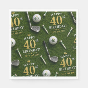 Golf 40th Birthday Anniversary on green Napkin