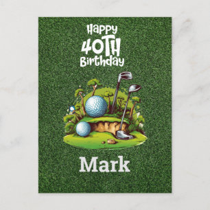 Golf 40th Birthday  Golfer Years of Being Awesome Postcard