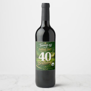 Golf 40th Birthday golfer's party Wine Label