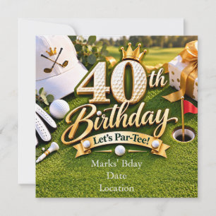 Golf 40th Birthday invitation card