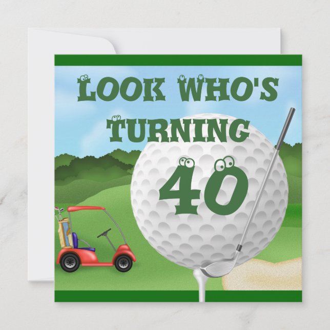Golf  40th Birthday Invitations (Front)