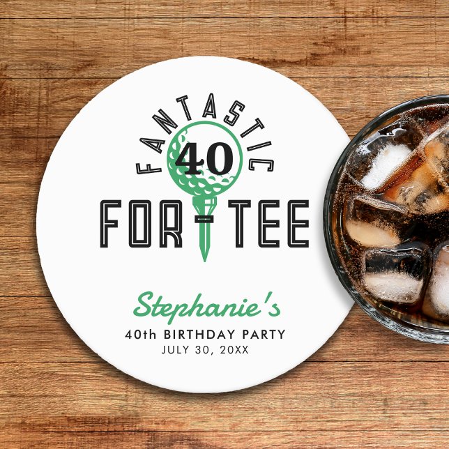 Golf 40th Birthday Party Fantastic For-Tee White Round Paper Coaster (Golf 40th Birthday Party Fantastic For-Tee White Round Paper Coaster
)